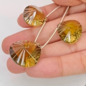  63.8 Carat Olive Quartz 18-21mm  Heart Shape AAA Grade Matched Gemstone Beads Set - Total 3 Pcs.