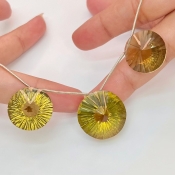  79.3 Carat Olive Quartz 19-22mm  Round Shape AAA Grade Matched Gemstone Beads Set - Total 3 Pcs.