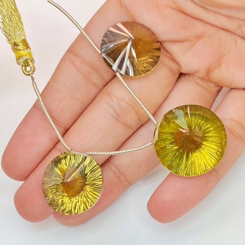  79.3 Carat Olive Quartz 19-22mm  Round Shape AAA Grade Matched Gemstone Beads Set - Total 3 Pcs.