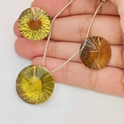  79.3 Carat Olive Quartz 19-22mm  Round Shape AAA Grade Matched Gemstone Beads Set - Total 3 Pcs.