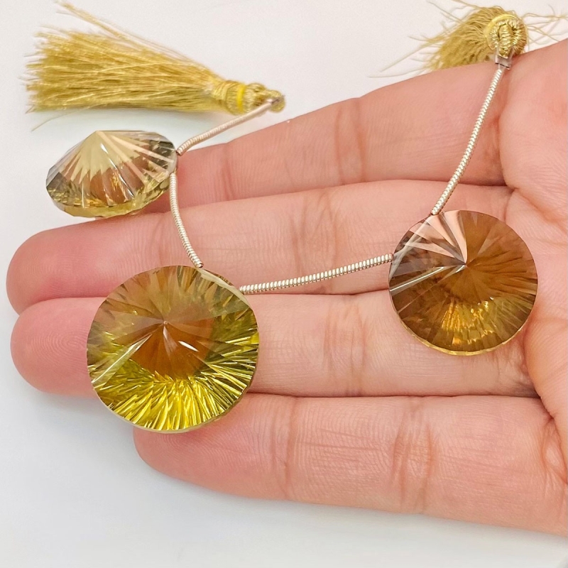  79.3 Carat Olive Quartz 19-22mm  Round Shape AAA Grade Matched Gemstone Beads Set - Total 3 Pcs.