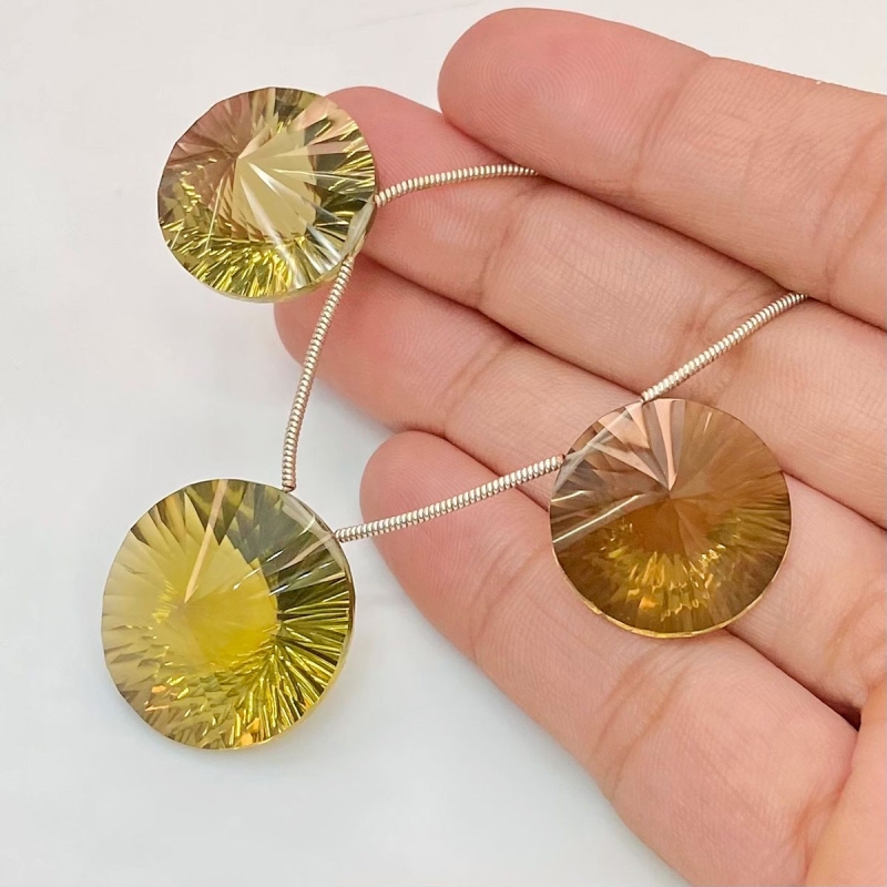  79.3 Carat Olive Quartz 19-22mm  Round Shape AAA Grade Matched Gemstone Beads Set - Total 3 Pcs.