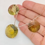  79.3 Carat Olive Quartz 19-22mm  Round Shape AAA Grade Matched Gemstone Beads Set - Total 3 Pcs.