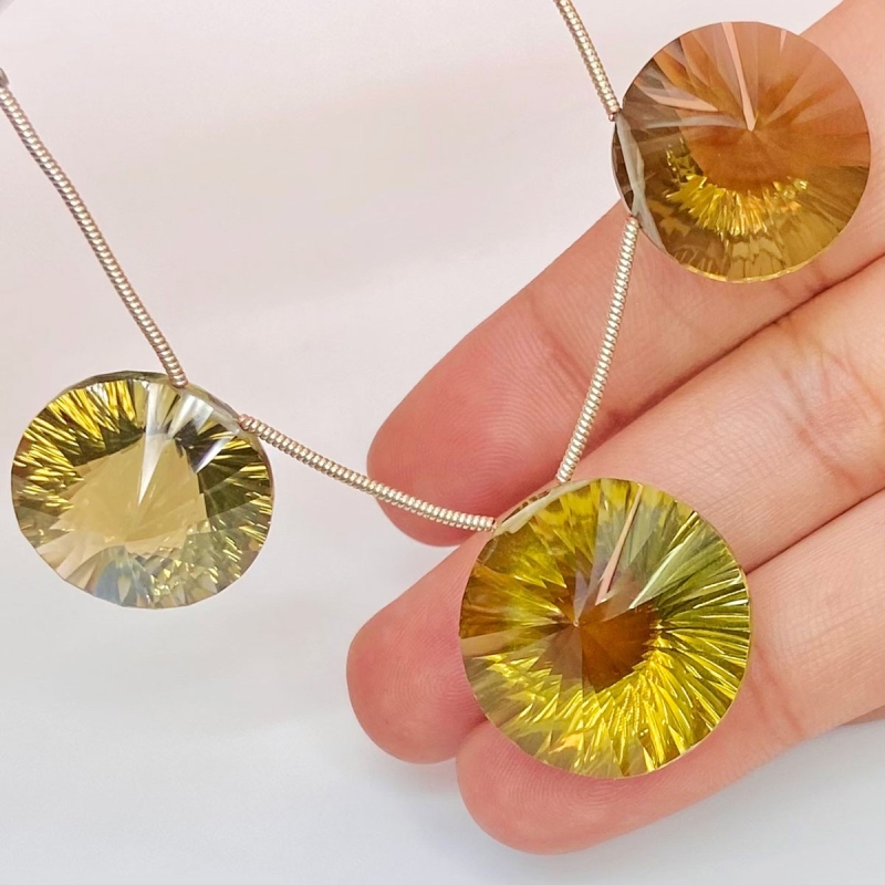  79.3 Carat Olive Quartz 19-22mm  Round Shape AAA Grade Matched Gemstone Beads Set - Total 3 Pcs.