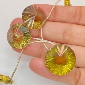  79.3 Carat Olive Quartz 19-22mm  Round Shape AAA Grade Matched Gemstone Beads Set - Total 3 Pcs.