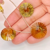  74.1 Carat Olive Quartz 19-22mm  Round Shape AAA Grade Matched Gemstone Beads Set - Total 3 Pcs.