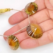  74.1 Carat Olive Quartz 19-22mm  Round Shape AAA Grade Matched Gemstone Beads Set - Total 3 Pcs.