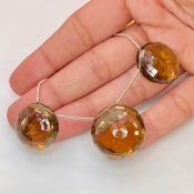  97.9 Carat Olive Quartz 19.5-21mm  Round Shape AAA Grade Matched Gemstone Beads Set - Total 3 Pcs.