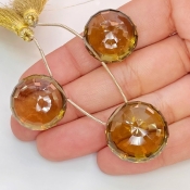  97.9 Carat Olive Quartz 19.5-21mm  Round Shape AAA Grade Matched Gemstone Beads Set - Total 3 Pcs.