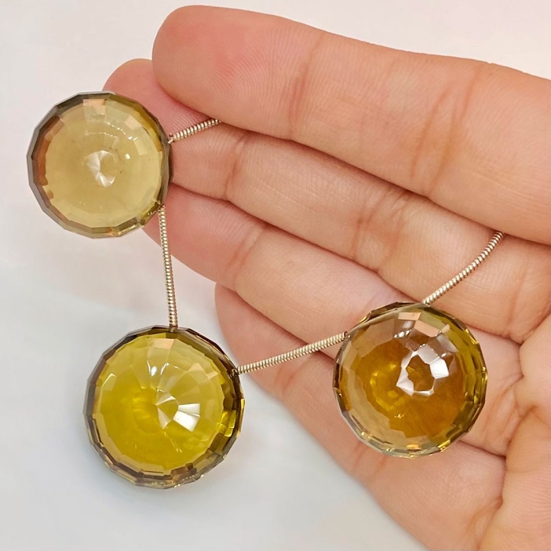  97.9 Carat Olive Quartz 19.5-21mm  Round Shape AAA Grade Matched Gemstone Beads Set - Total 3 Pcs.