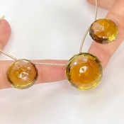  95.85 Carat Olive Quartz 18-23mm  Round Shape AAA Grade Matched Gemstone Beads Set - Total 3 Pcs.