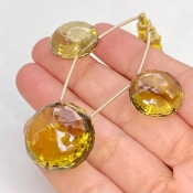  95.85 Carat Olive Quartz 18-23mm  Round Shape AAA Grade Matched Gemstone Beads Set - Total 3 Pcs.