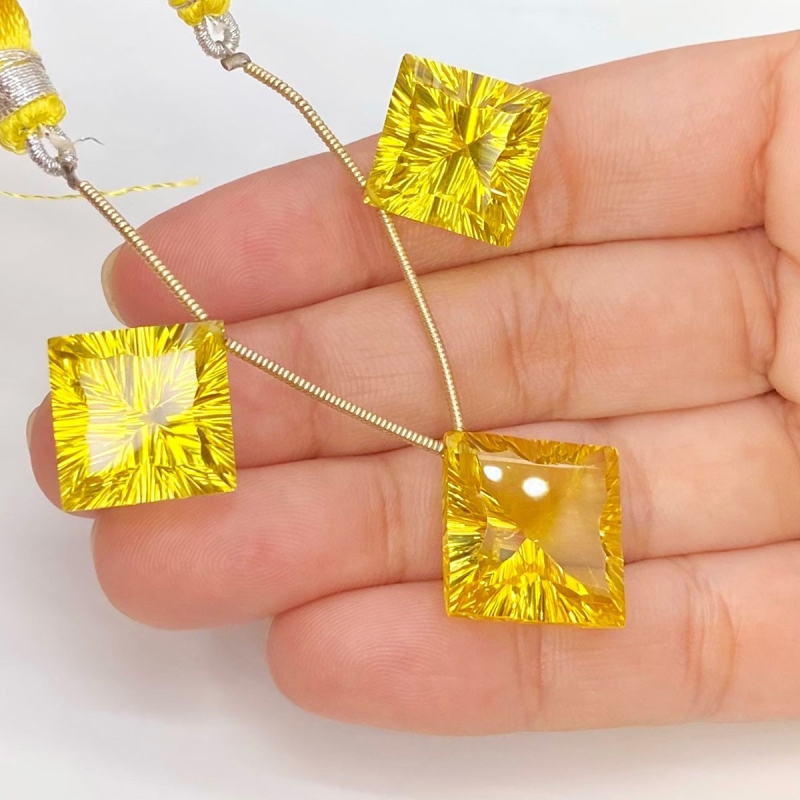 Lab Yellow Sapphire 14-16mm  Square AAA Grade Matched Gemstone Beads Set - 159383