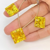 Lab Yellow Sapphire 14-16mm  Square AAA Grade Matched Gemstone Beads Set - 159383