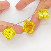 Lab Yellow Sapphire 14-16mm  Square AAA Grade Matched Gemstone Beads Set - 159383