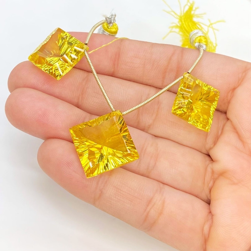 Lab Yellow Sapphire 14-16mm  Square AAA Grade Matched Gemstone Beads Set - 159383