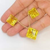 Lab Yellow Sapphire 13-14.5mm  Square AAA Grade Matched Gemstone Beads Set - 159384
