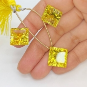 Lab Yellow Sapphire 13-14.5mm  Square AAA Grade Matched Gemstone Beads Set - 159384