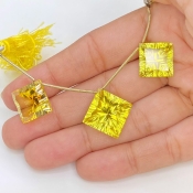 Lab Yellow Sapphire 13-14.5mm  Square AAA Grade Matched Gemstone Beads Set - 159384