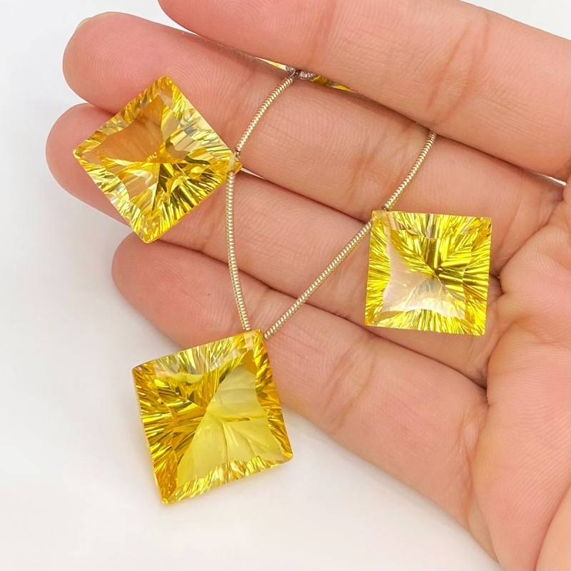 Lab Yellow Sapphire 16-18.5mm  Square AAA Grade Matched Gemstone Beads Set - 159381