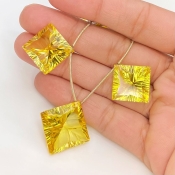 Lab Yellow Sapphire 16-18.5mm  Square AAA Grade Matched Gemstone Beads Set - 159381