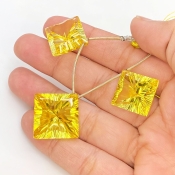 Lab Yellow Sapphire 16-18.5mm  Square AAA Grade Matched Gemstone Beads Set - 159381