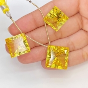 Lab Yellow Sapphire 16-18.5mm  Square AAA Grade Matched Gemstone Beads Set - 159381