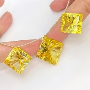 Lab Yellow Sapphire 16-18.5mm  Square AAA Grade Matched Gemstone Beads Set - 159381