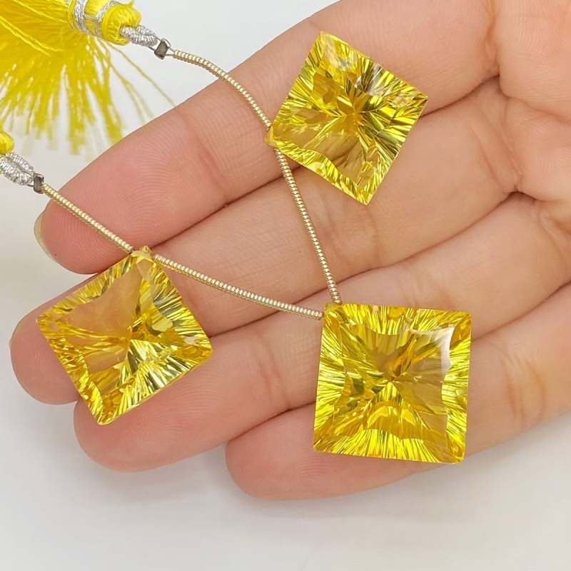 Lab Yellow Sapphire 16-18.5mm  Square AAA Grade Matched Gemstone Beads Set - 159381