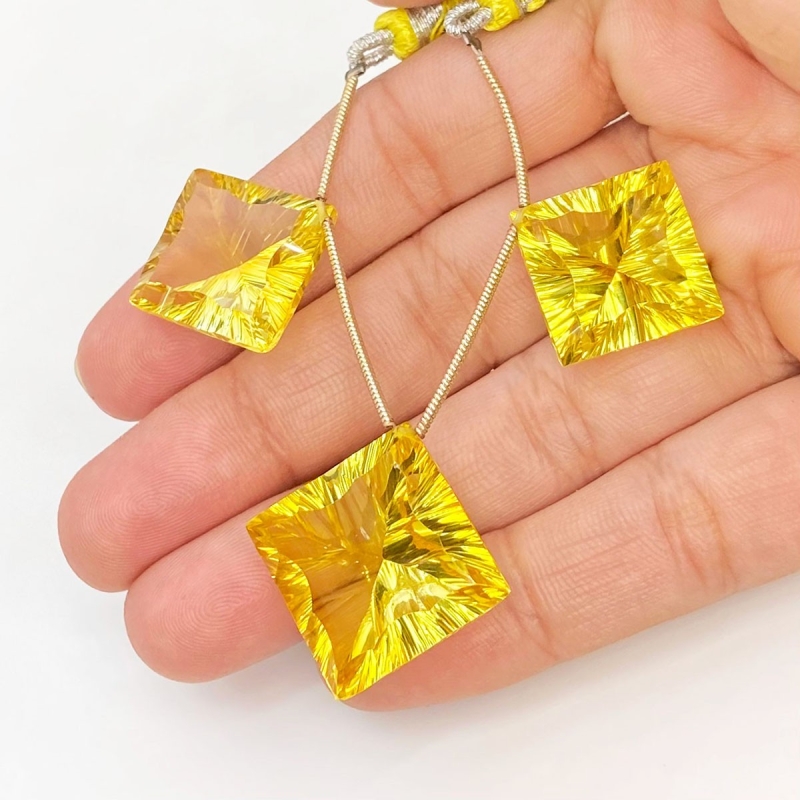 Lab Yellow Sapphire 16-18.5mm  Square AAA Grade Matched Gemstone Beads Set - 159381