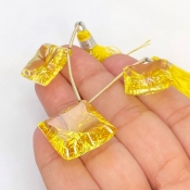 Lab Yellow Sapphire 16-18.5mm  Square AAA Grade Matched Gemstone Beads Set - 159381