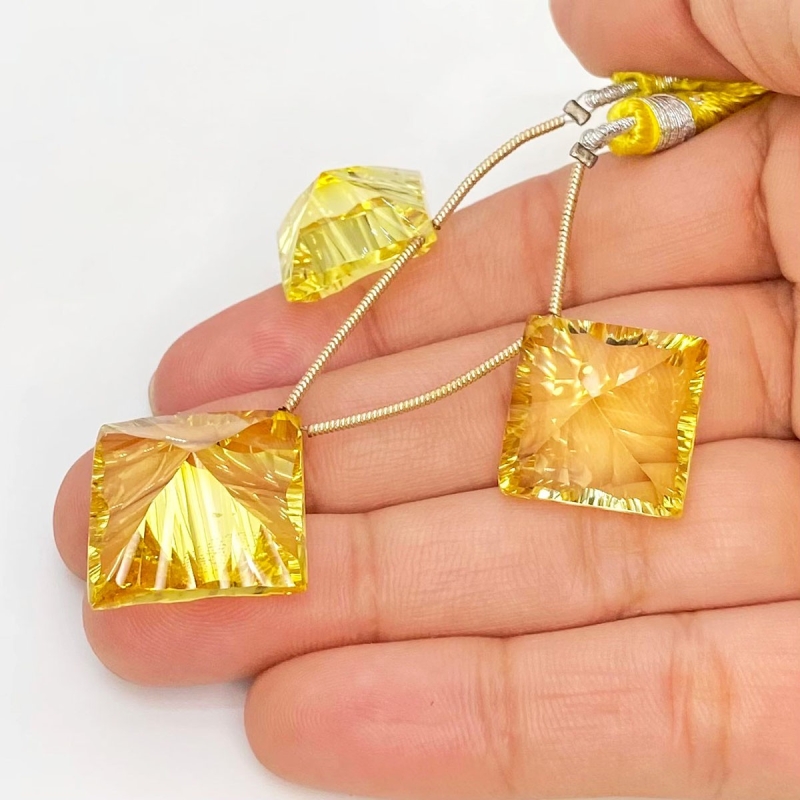 Lab Yellow Sapphire 16-18.5mm  Square AAA Grade Matched Gemstone Beads Set - 159381