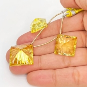 Lab Yellow Sapphire 16-18.5mm  Square AAA Grade Matched Gemstone Beads Set - 159381