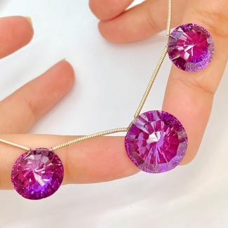 Lab Alexandrite 14-18mm Briolette Round AAA Grade Matched Gemstone Beads Set - 159386