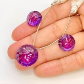 Lab Alexandrite 14-18mm  Round AAA Grade Matched Gemstone Beads Set - 159380