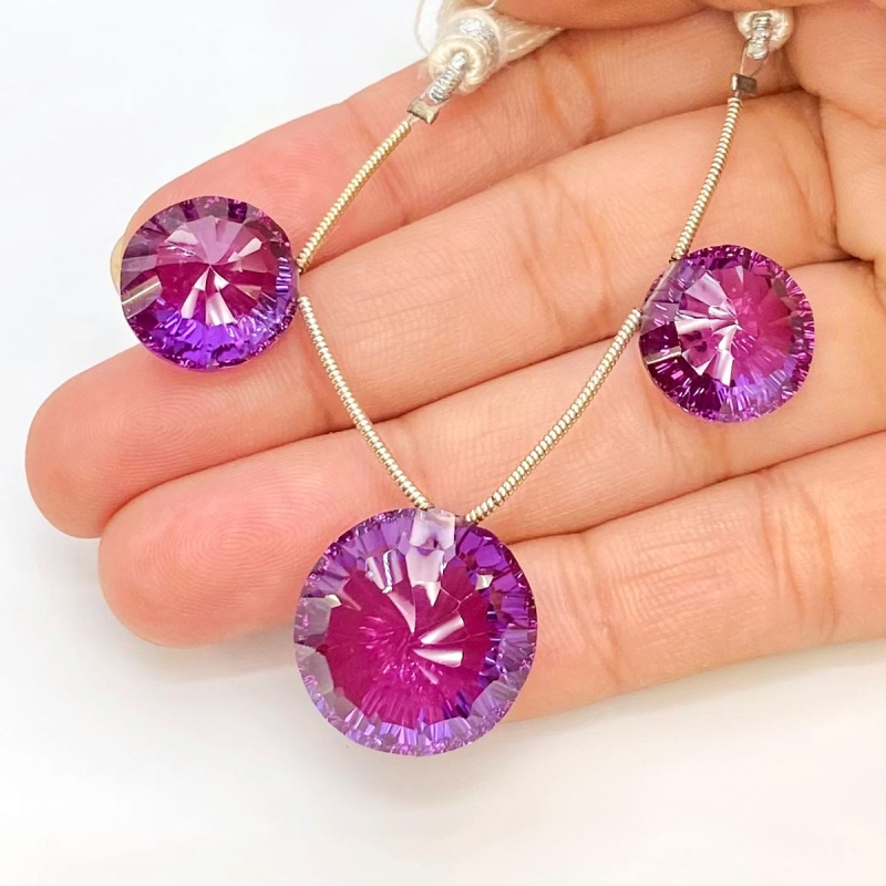 Lab Alexandrite 14-18mm  Round AAA Grade Matched Gemstone Beads Set - 159380