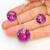 Lab Alexandrite 14-18mm  Round AAA Grade Matched Gemstone Beads Set - 159380