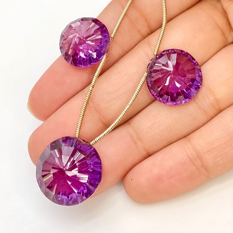 Lab Alexandrite 15-18.5mm  Round AAA Grade Matched Gemstone Beads Set - 159378