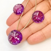 Lab Alexandrite 15-18.5mm  Round AAA Grade Matched Gemstone Beads Set - 159378