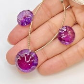 Lab Alexandrite 15-18.5mm  Round AAA Grade Matched Gemstone Beads Set - 159378