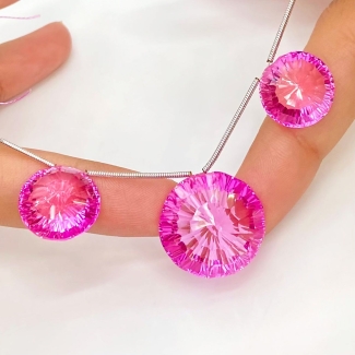 Lab Pink Sapphire 15-20mm  Round AAA Grade Matched Gemstone Beads Set - 159366