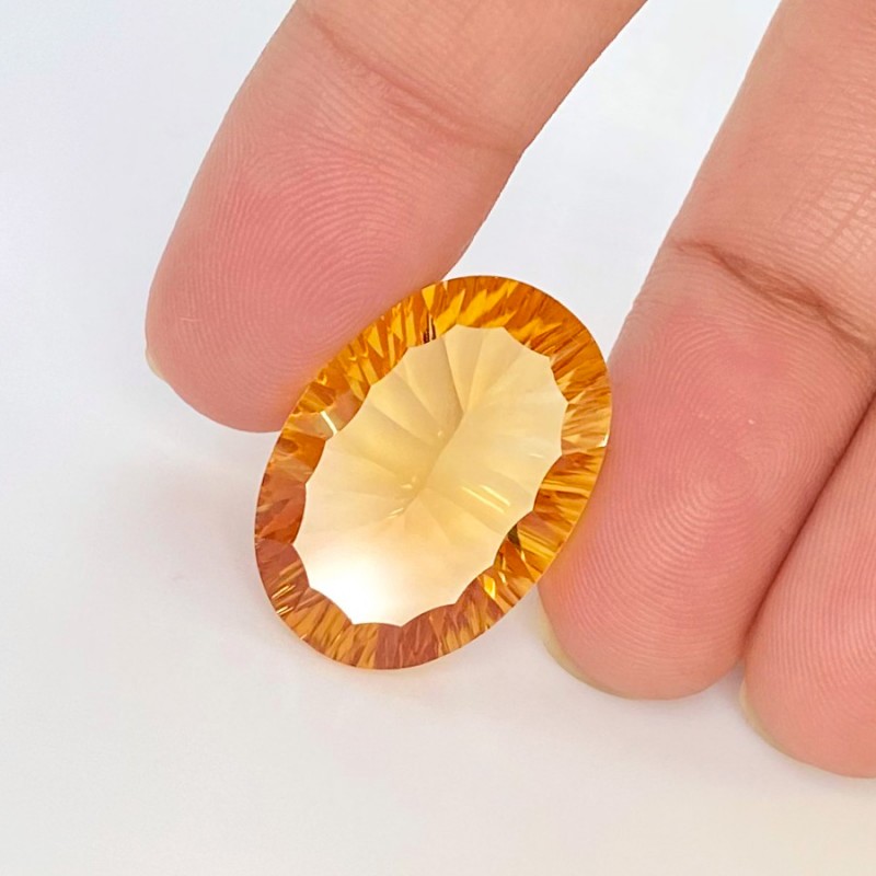  17.15 Cts. Citrine 22x16mm Concave Cut Oval Shape AAA Grade Loose Gemstone - Total 1 Pc.