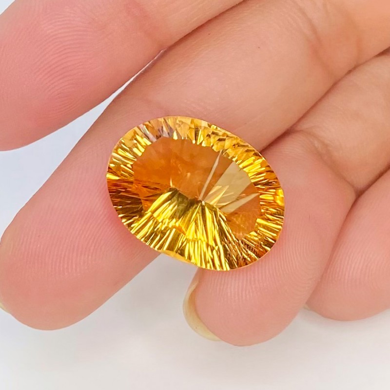  11.40 Cts. Citrine 19x14mm Concave Cut Oval Shape AA+ Grade Loose Gemstone - Total 1 Pc.