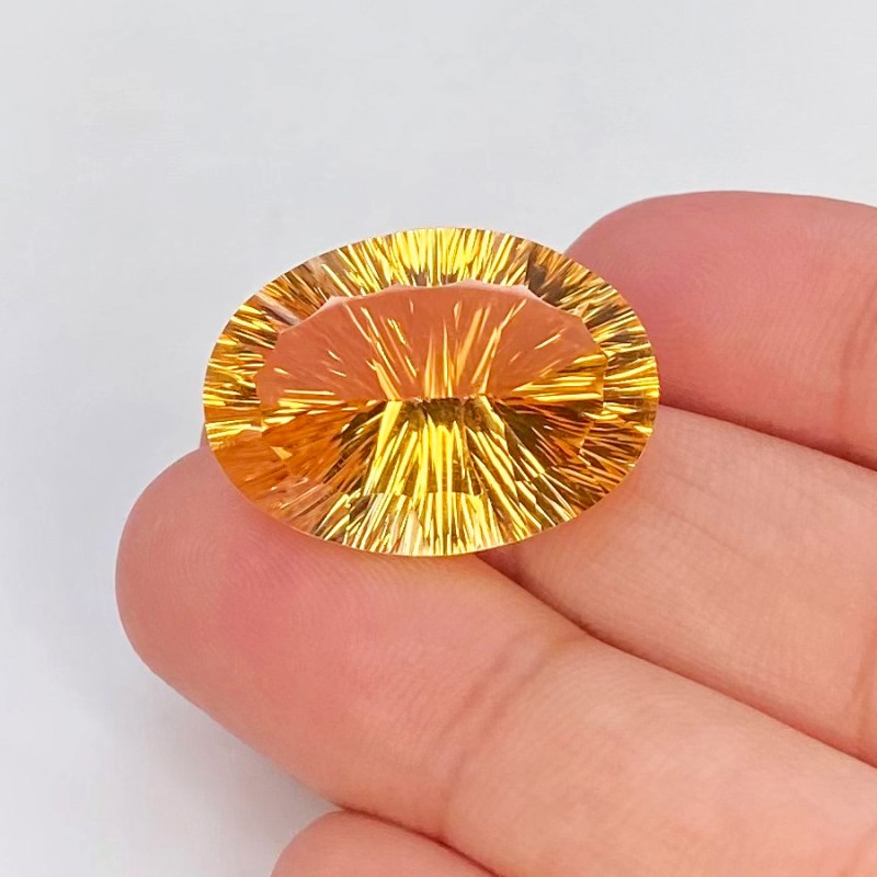  19.20 Cts. Citrine 22x16mm Concave Cut Oval Shape AA+ Grade Loose Gemstone - Total 1 Pc.