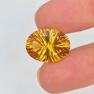  9.40 Cts. Citrine 16x12mm Concave Cut Oval Shape AAA Grade Loose Gemstone - Total 1 Pc.