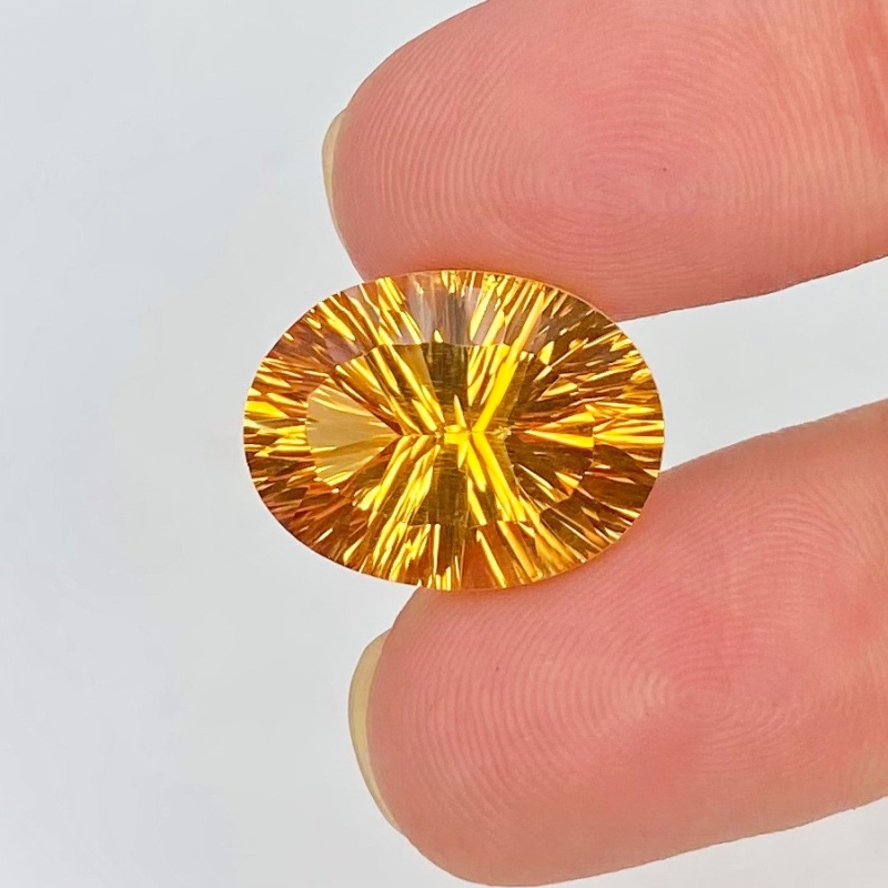  9.40 Cts. Citrine 16x12mm Concave Cut Oval Shape AAA Grade Loose Gemstone - Total 1 Pc.