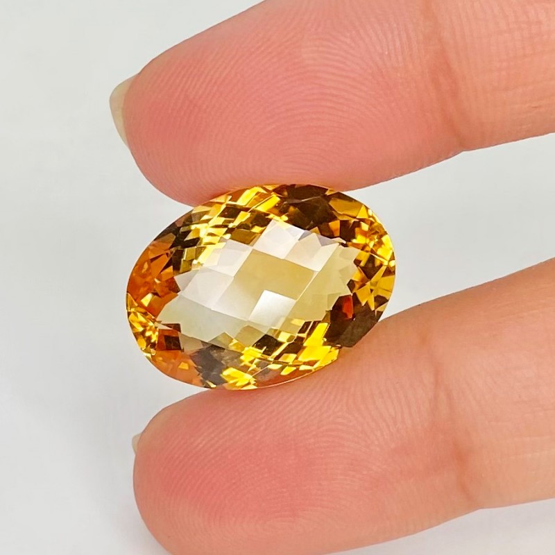  12.69 Cts. Citrine 19x13.5mm Checkerboard Oval Shape AA Grade Loose Gemstone - Total 1 Pc.