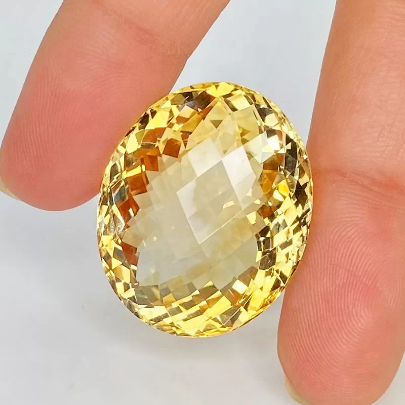 54.3 Carat Citrine 28x23mm Checkerboard Oval Shape A Grade Loose Gemstone - Total 1 Pc.