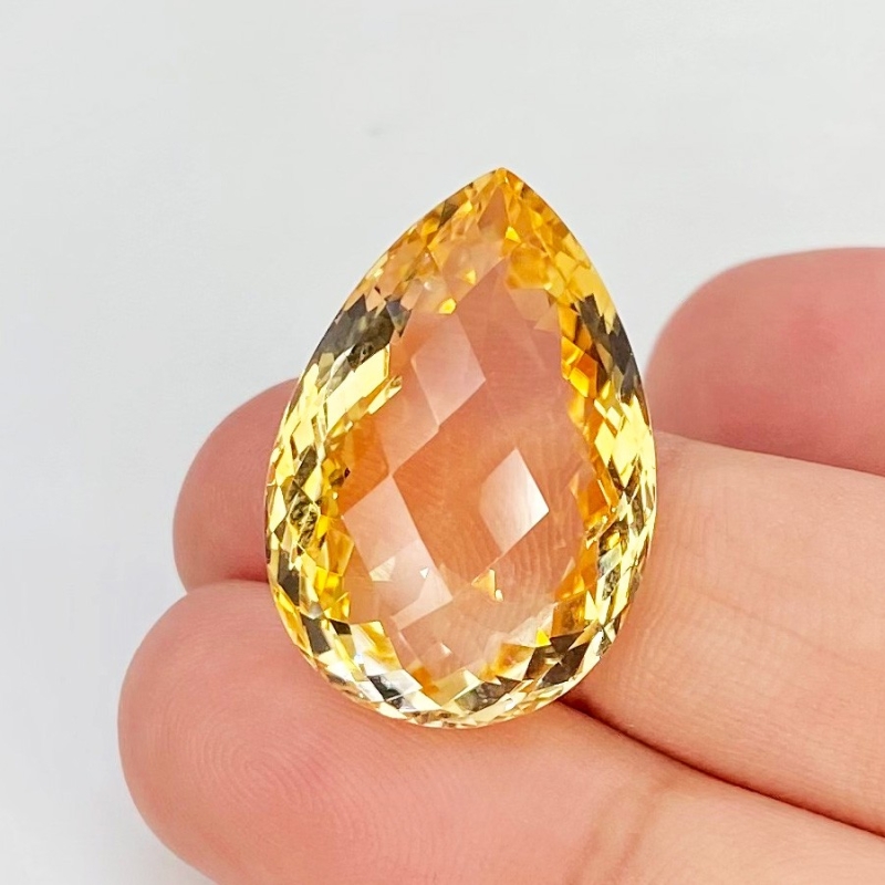 Citrine 23x16mm Checkerboard Pear AA Grade Loose Gemstone - 143626