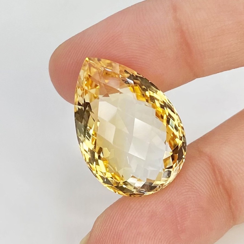 Citrine 23x16mm Checkerboard Pear AA Grade Loose Gemstone - 143626